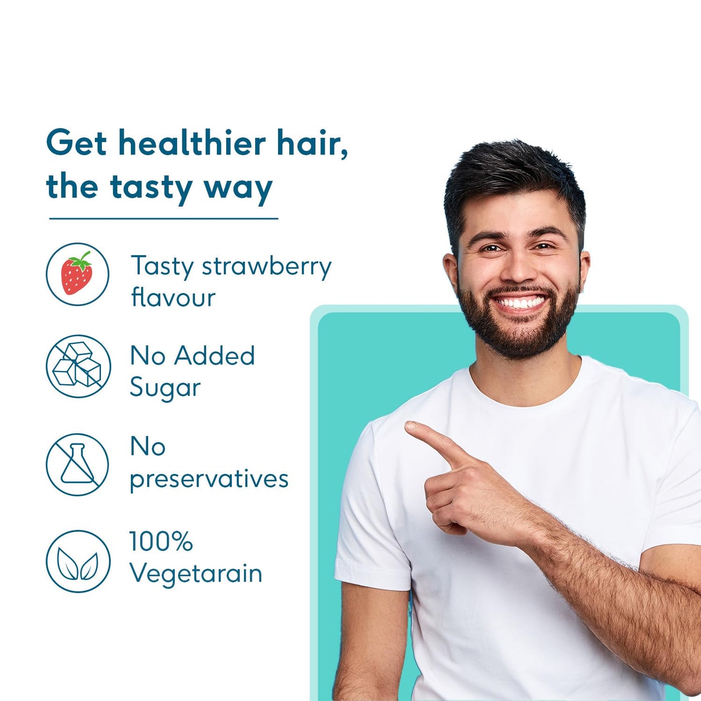 HK Vitals Hair Strength Biotin Gummies, 60 gummies, Strawberry | For Stronger Hair & Nails - HK Vitals