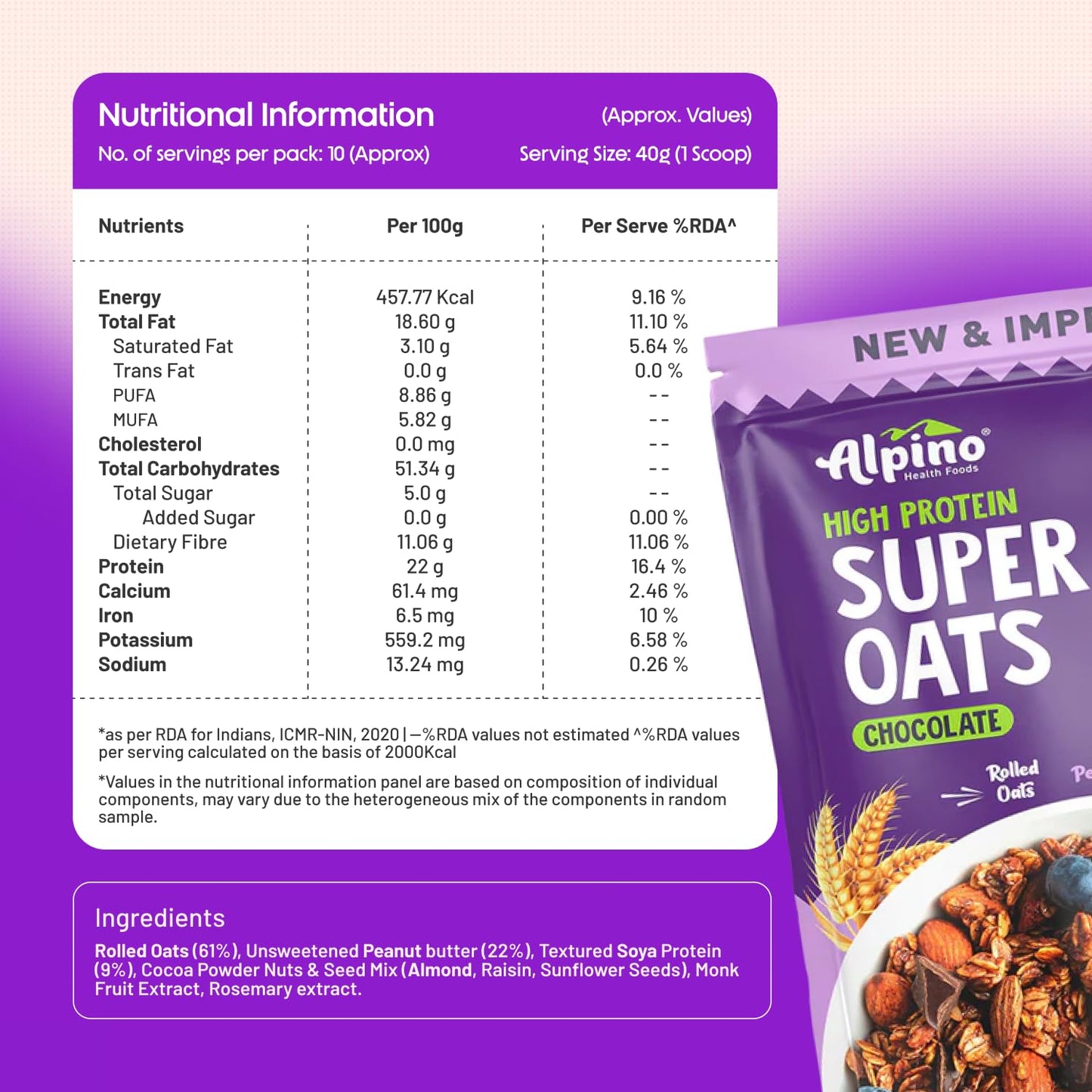 ALPINO High Protein Super Oats Chocolate 1kg - Alpino