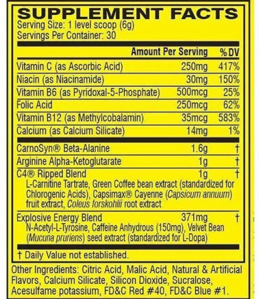 Cellucor C4 Ripped Pre Workout Powder, 30 Servings - Cellucor