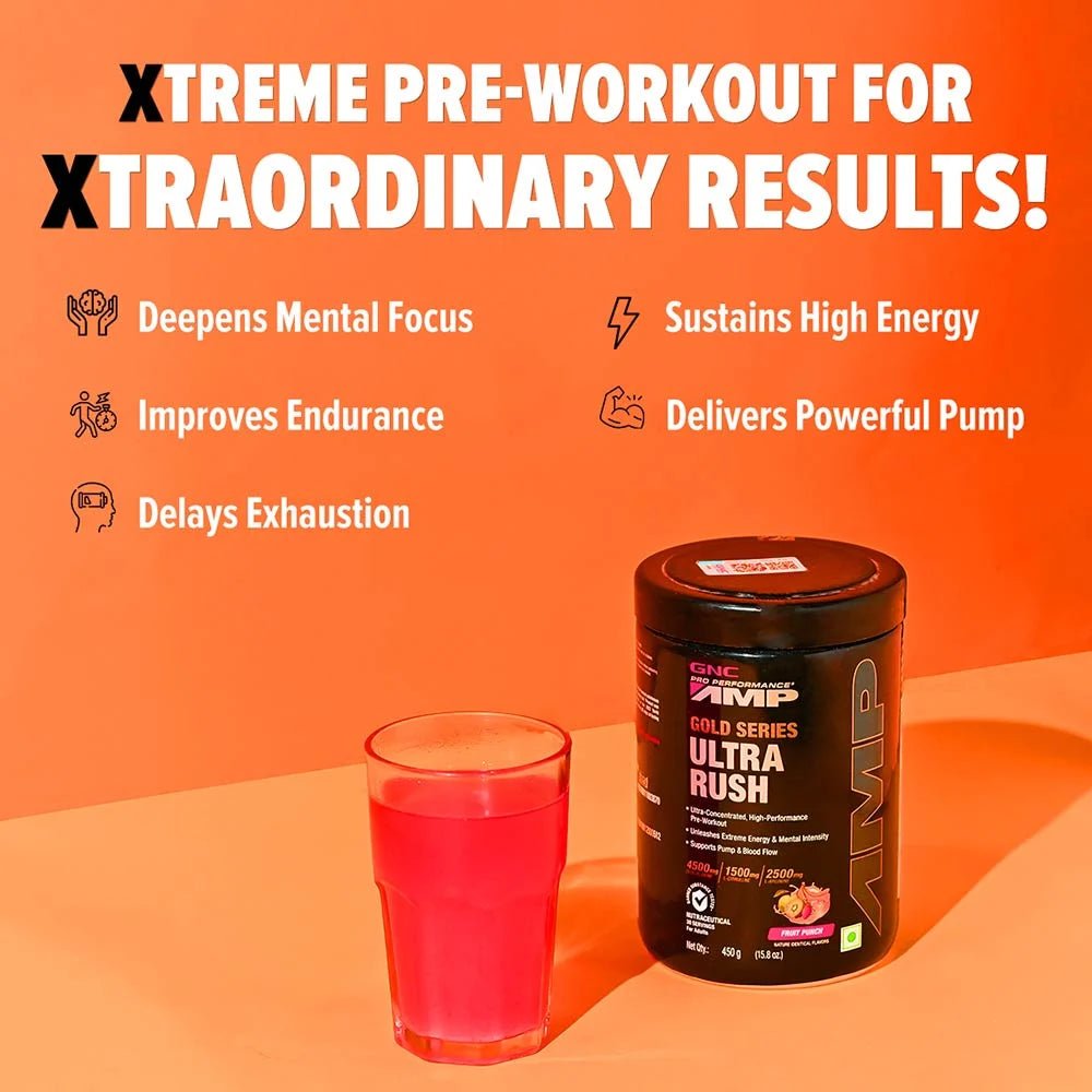 GNC AMP Gold Series Ultra Rush Powder, 450 g - GNC