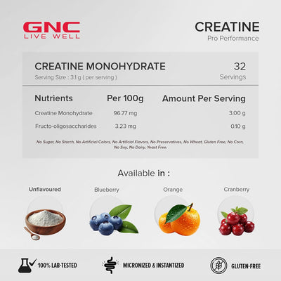 GNC Pro Performance Creatine Monohydrate, 100G - GNC