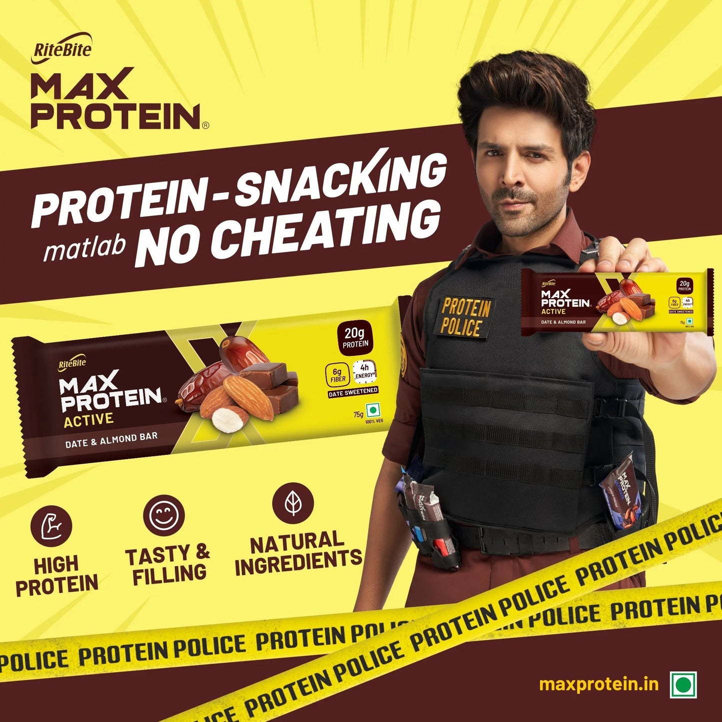 Max Protein Active Protein Bar - Date and Almond - 20G Protein - RiteBite