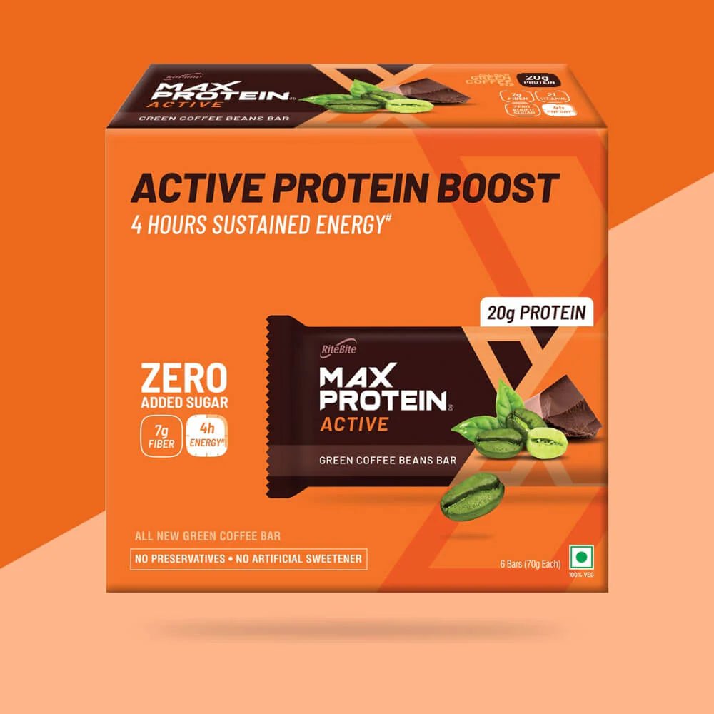 Max Protein Active Protein Bar - Green Coffee Beans - 20G Protein - RiteBite