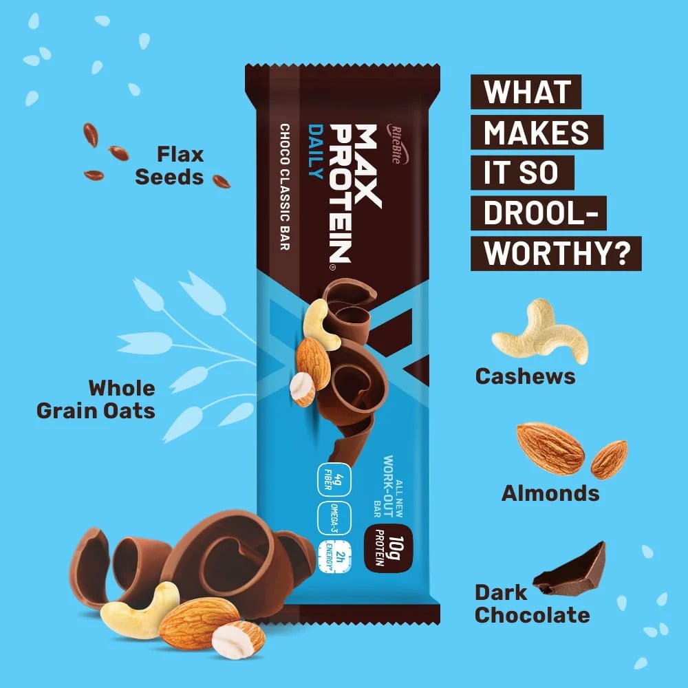 Max Protein Daily Protein Bar - Choco Classic - 10G Protein - RiteBite