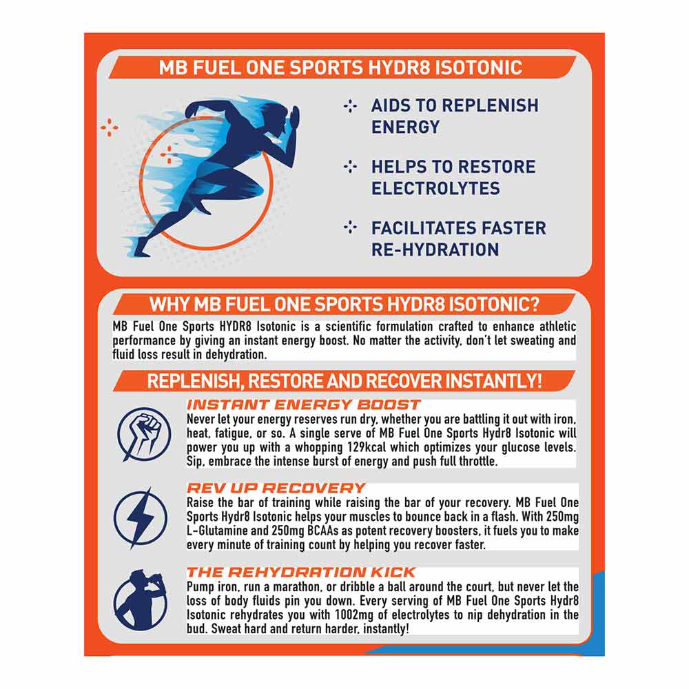 MB Fuel One Sports Hydr8 Isotonic, 1 kg, Orange - Muscleblaze