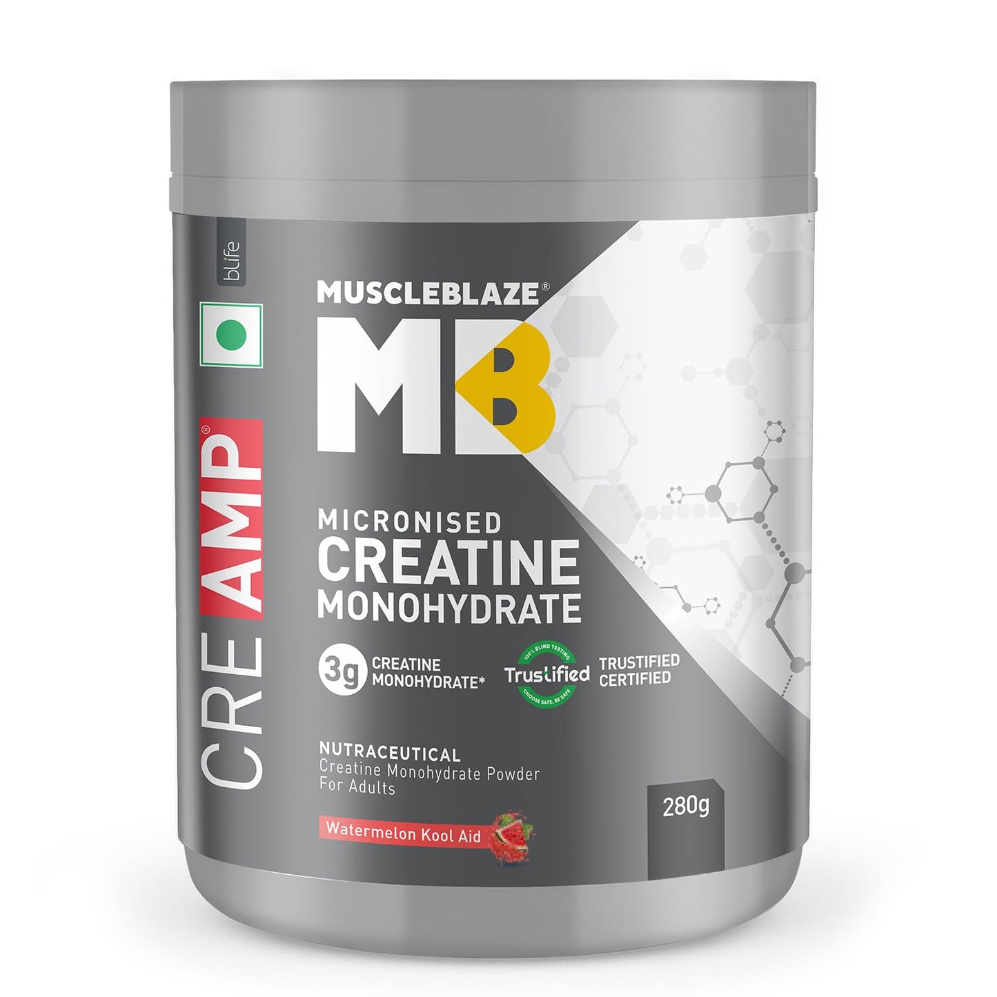 MuscleBlaze Creatine Monohydrate CreAMP Powder, Watermelon, 280G - Muscleblaze
