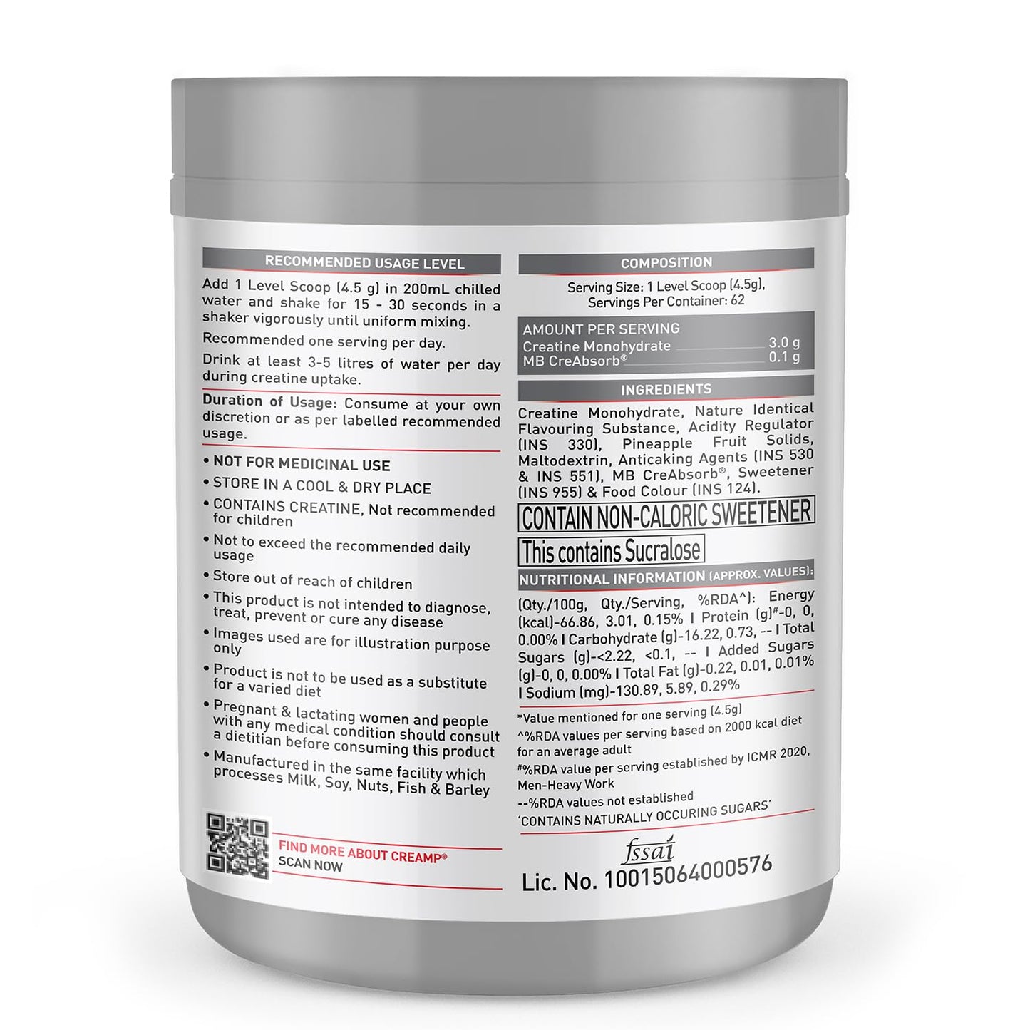 MuscleBlaze Creatine Monohydrate CreAMP Powder, Watermelon, 280G - Muscleblaze