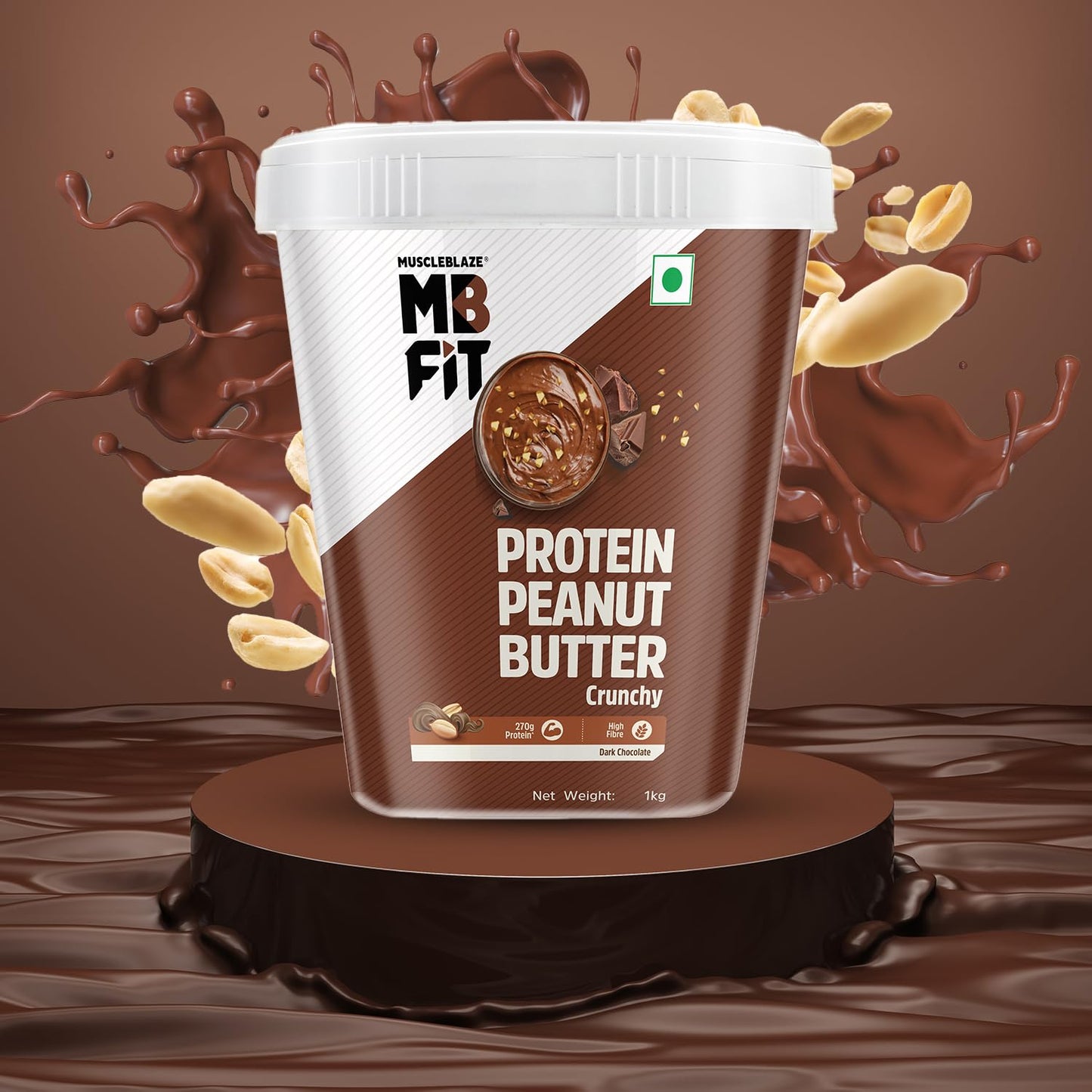 MuscleBlaze High Protein Peanut Butter, 1 kg, Dark Chocolate - Muscleblaze