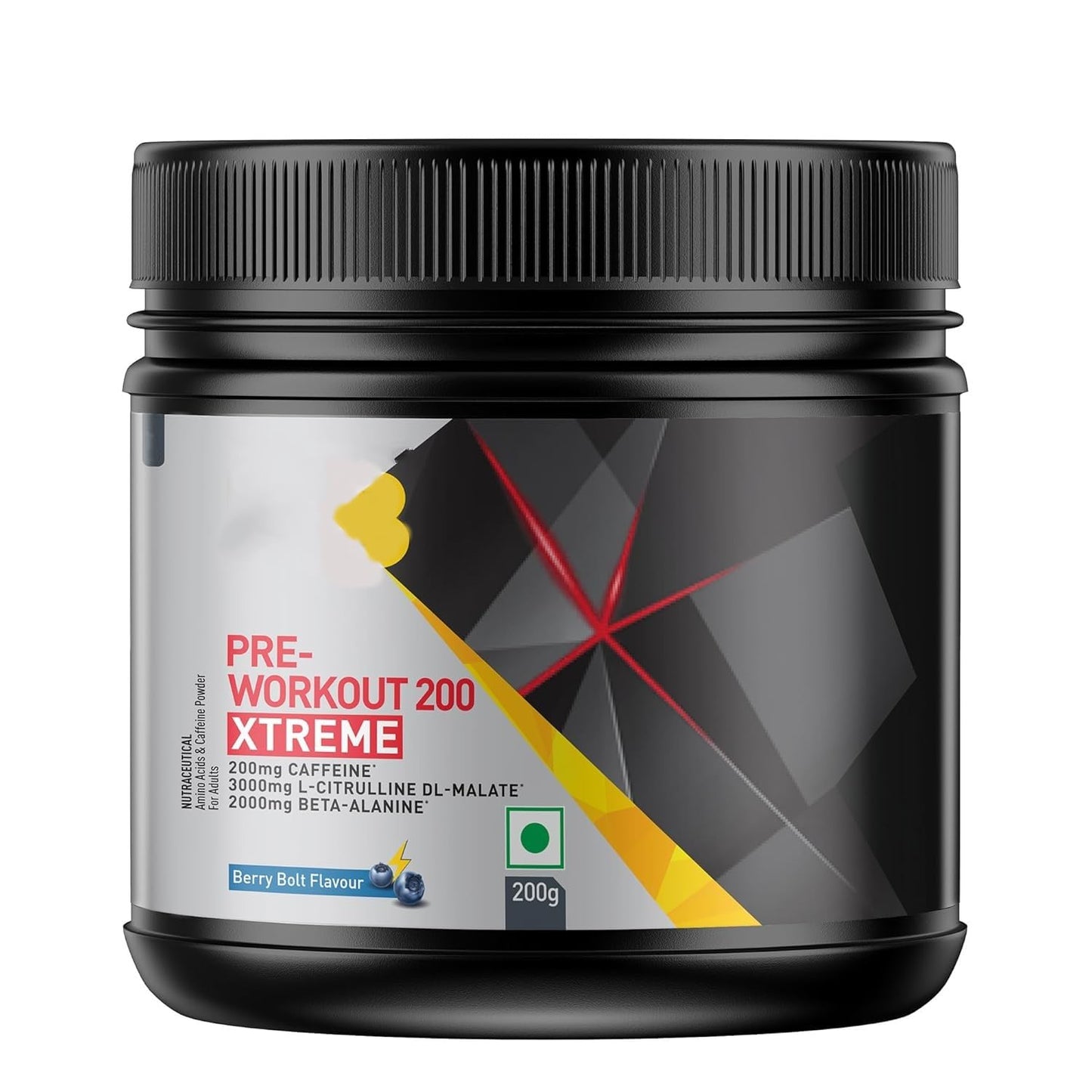 MuscleBlaze Pre Workout 200 Xtreme, Berry Bolt, 60 Servings, 200G - Muscleblaze