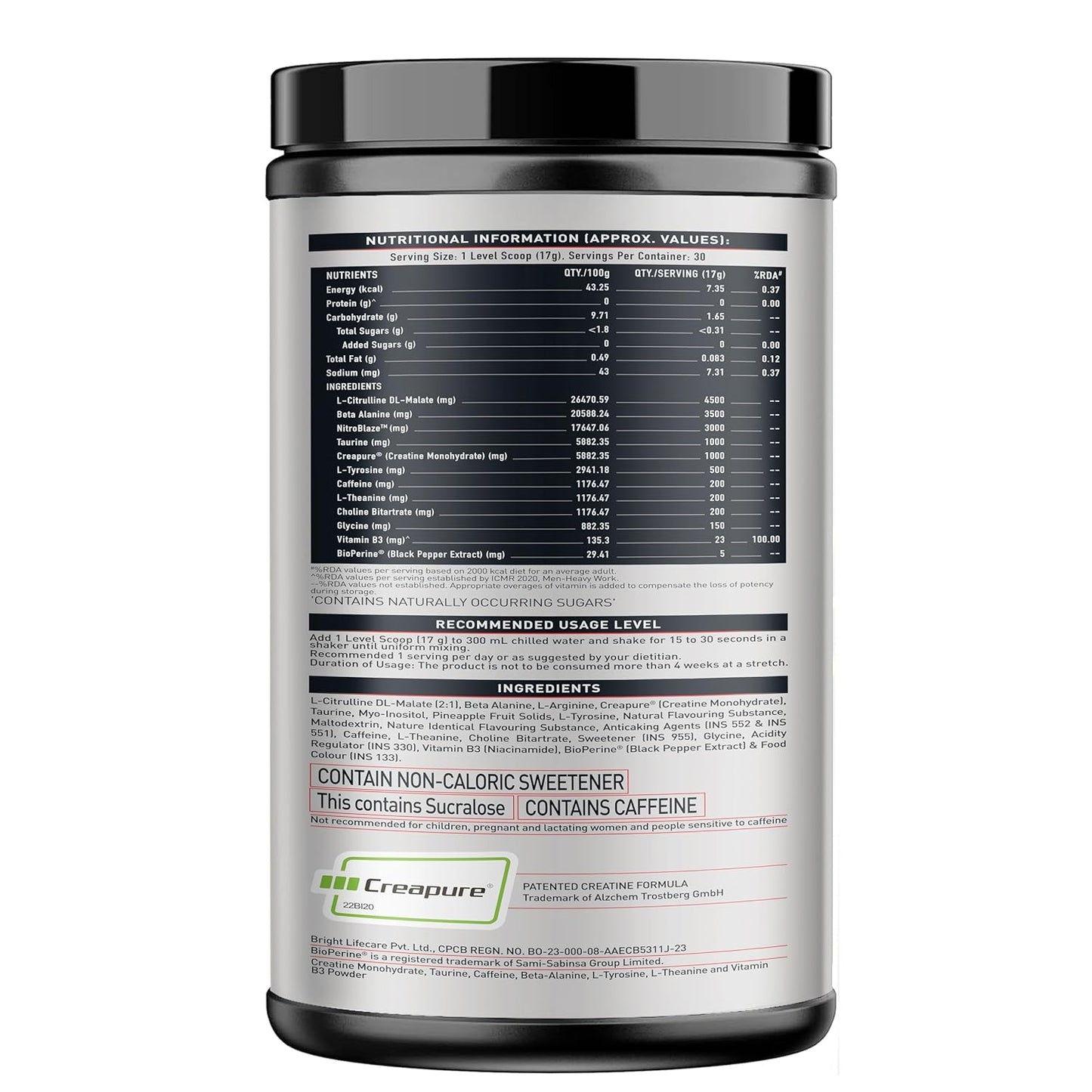 MuscleBlaze Pre Workout WrathX, 510G, Cola Frost - MuscleBlaze