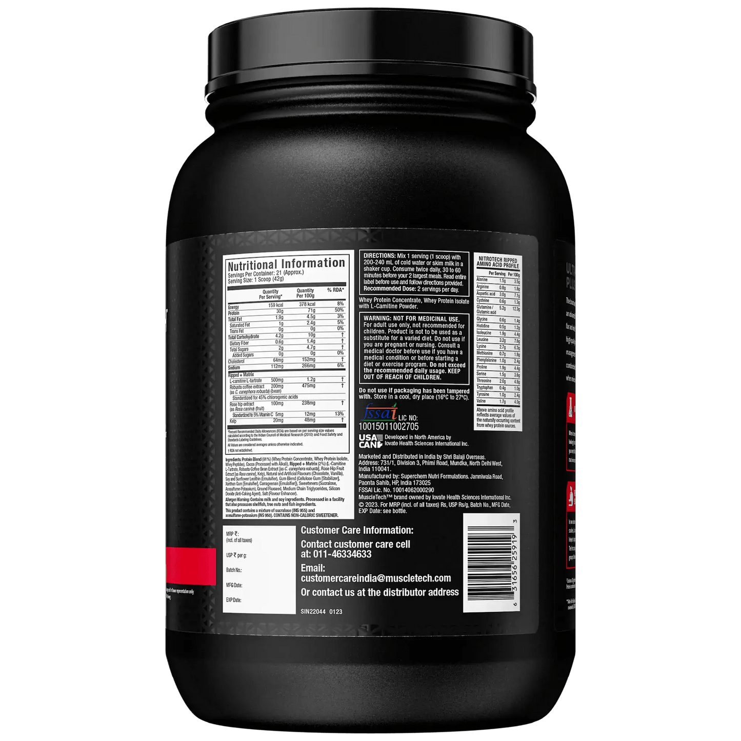 MuscleTech™ Nitro - Tech™ Ripped Whey Protein Powder - Muscletech