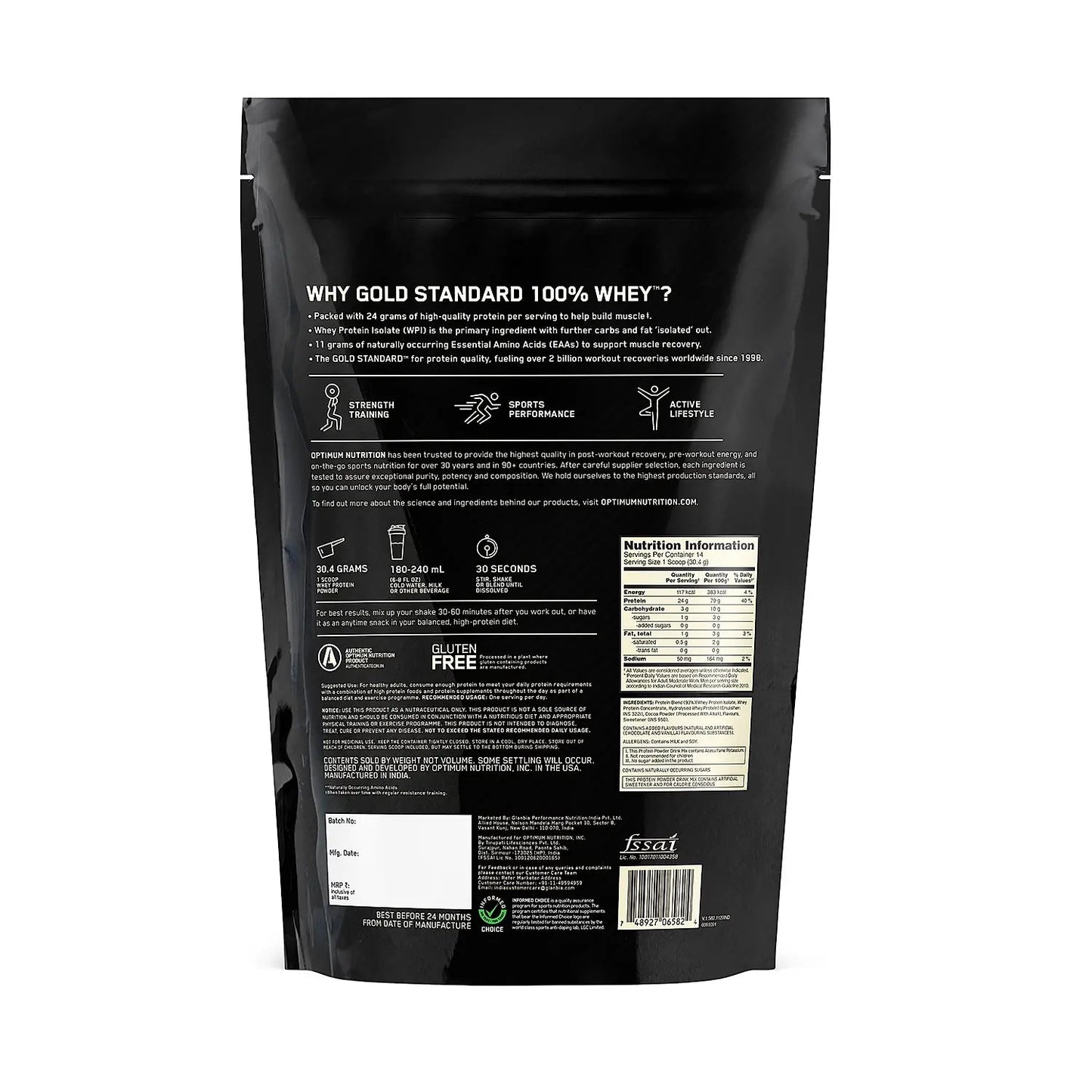 ON (Optimum Nutrition) Gold Standard 100% Whey Protein, 455 g (1 lb), Double Rich Chocolate - Optimum Nutrition