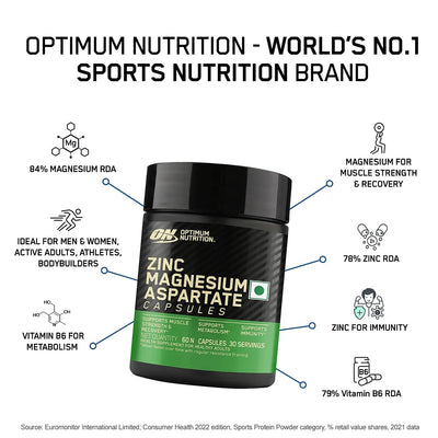 ON Zinc Magnesium Aspartate (ZMA) - 60 Capsules - Optimum Nutrition
