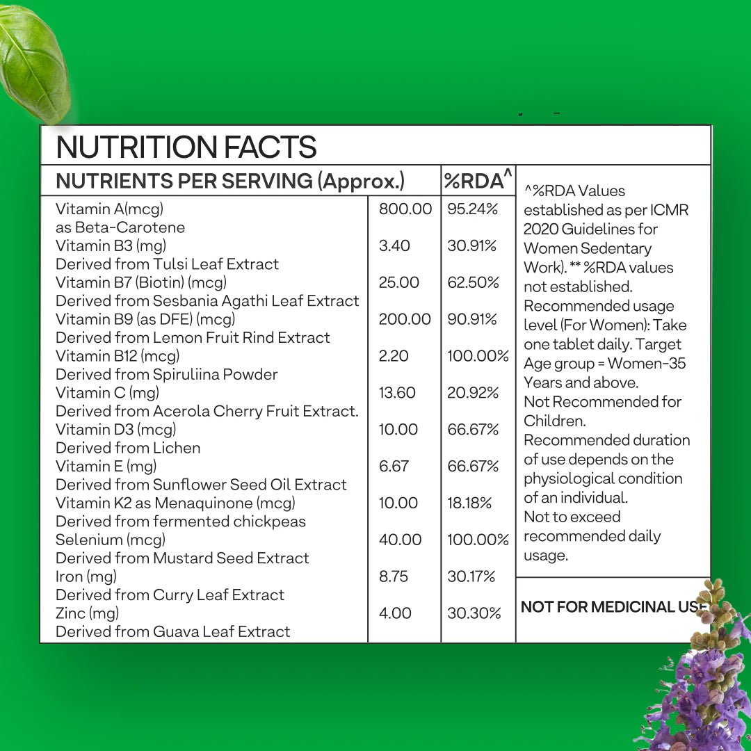 Oziva Plant Based Multivitamins for Women - 50 Tablets - Oziva