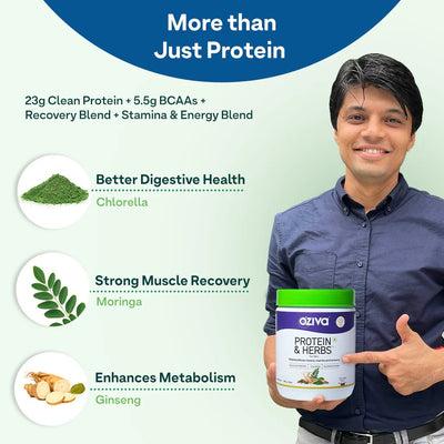 Oziva Protein & Herbs for Men I Muscle Building, Stamina Recovery - Oziva