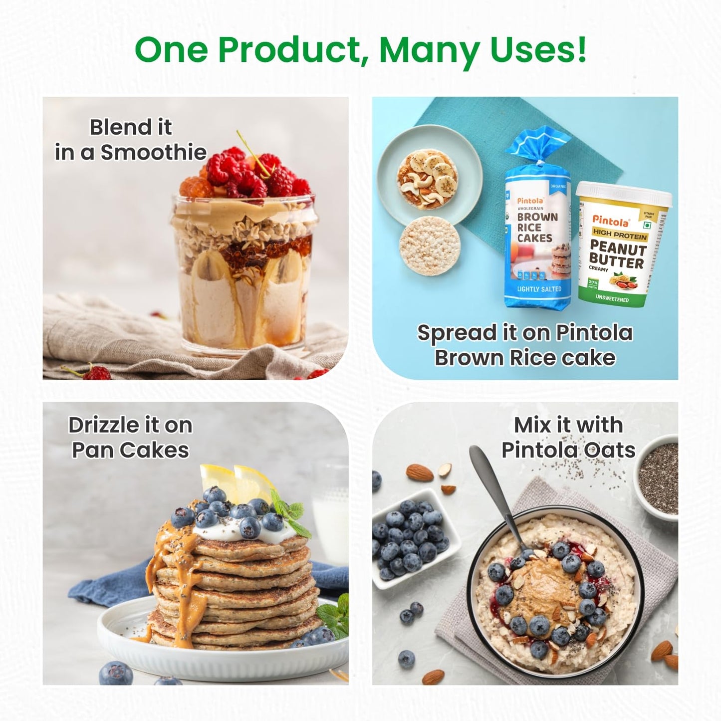 Pintola High Protein All Natural Peanut Butter | Unsweetened, 1KG - Pintola