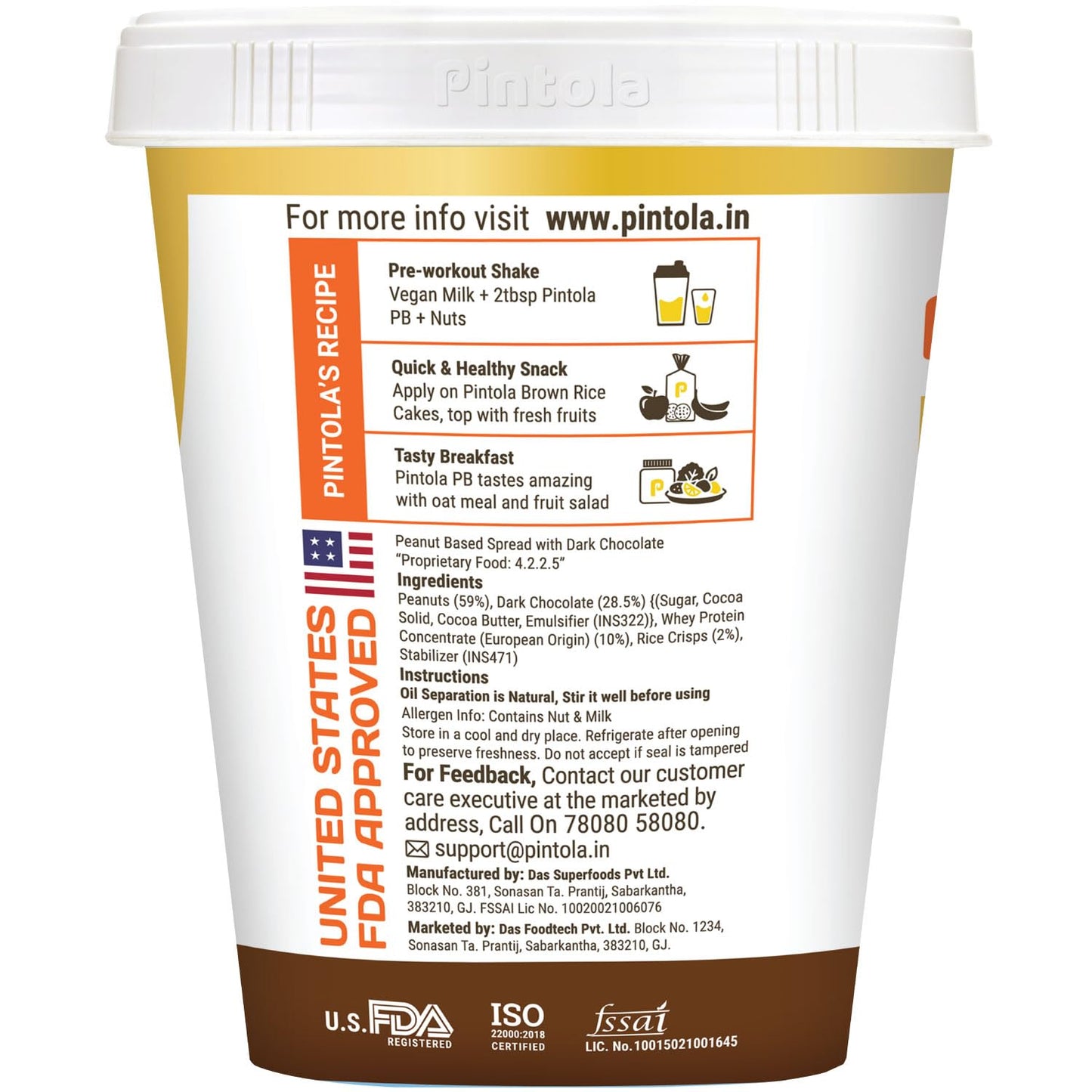 Pintola High Protein Dark Chocolate Peanut Butter, Crispy - Pintola
