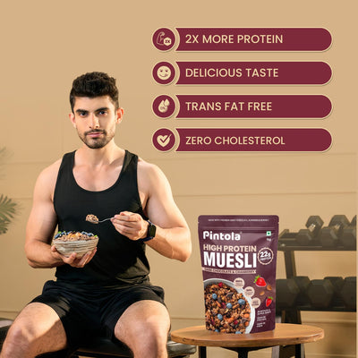 Pintola High Protein Muesli Dark Chocolate Cranberry 1kg, 22g Protein - Pintola