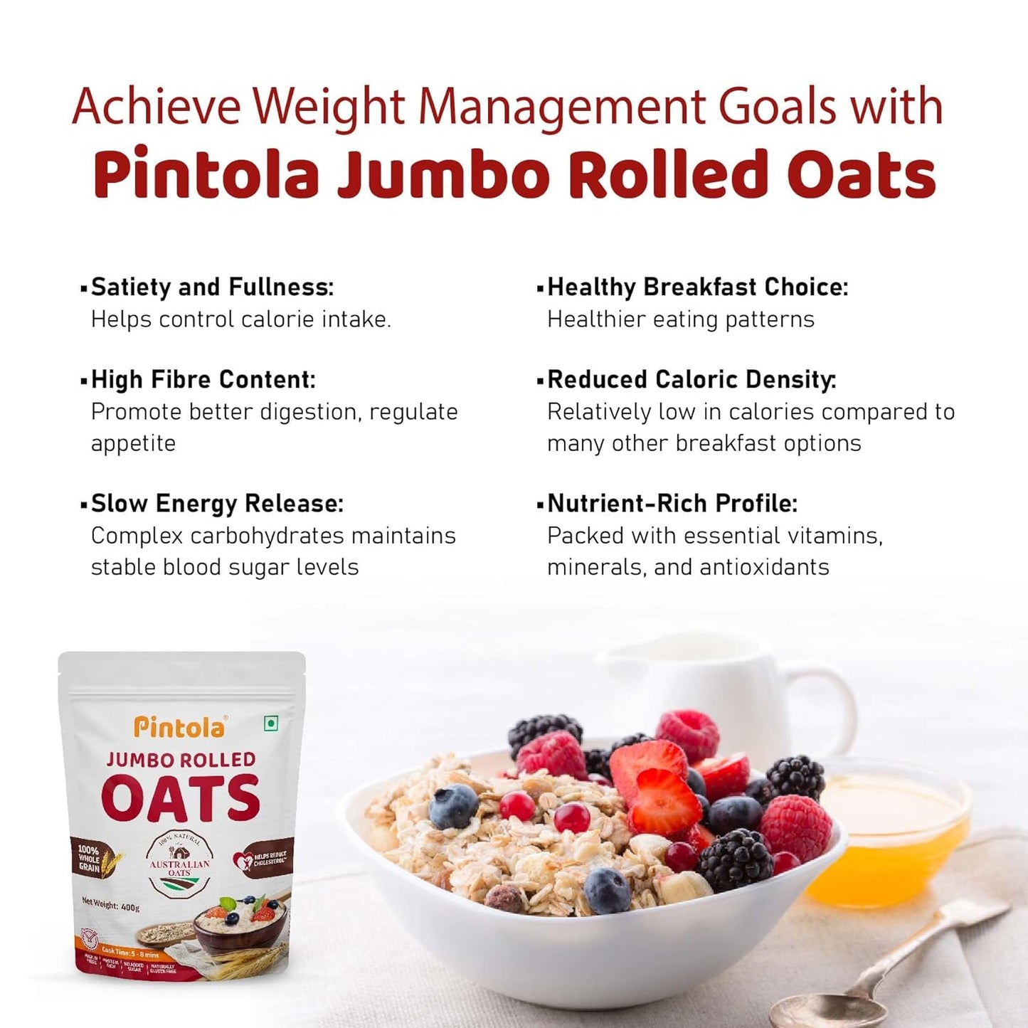 Pintola Jumbo Rolled Oats, 1KG - Pintola