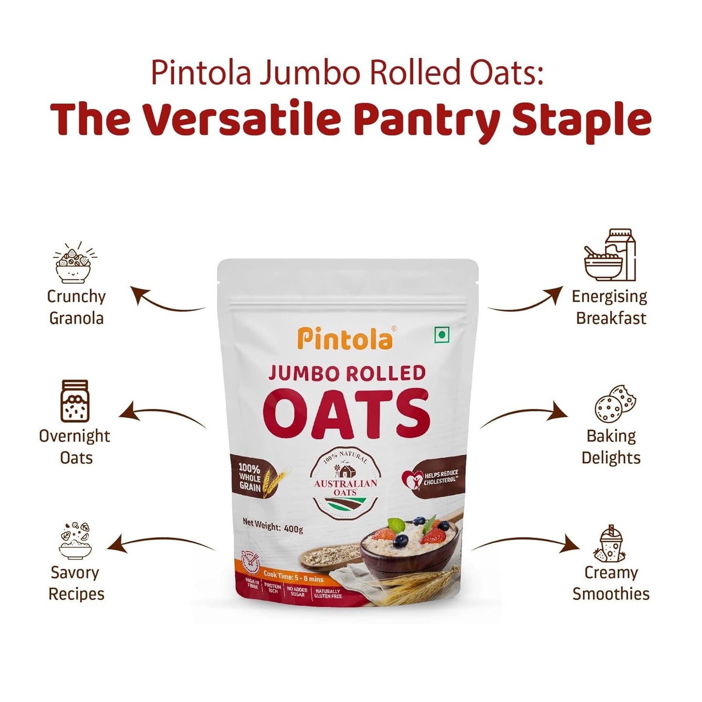 Pintola Jumbo Rolled Oats, 1KG - Pintola
