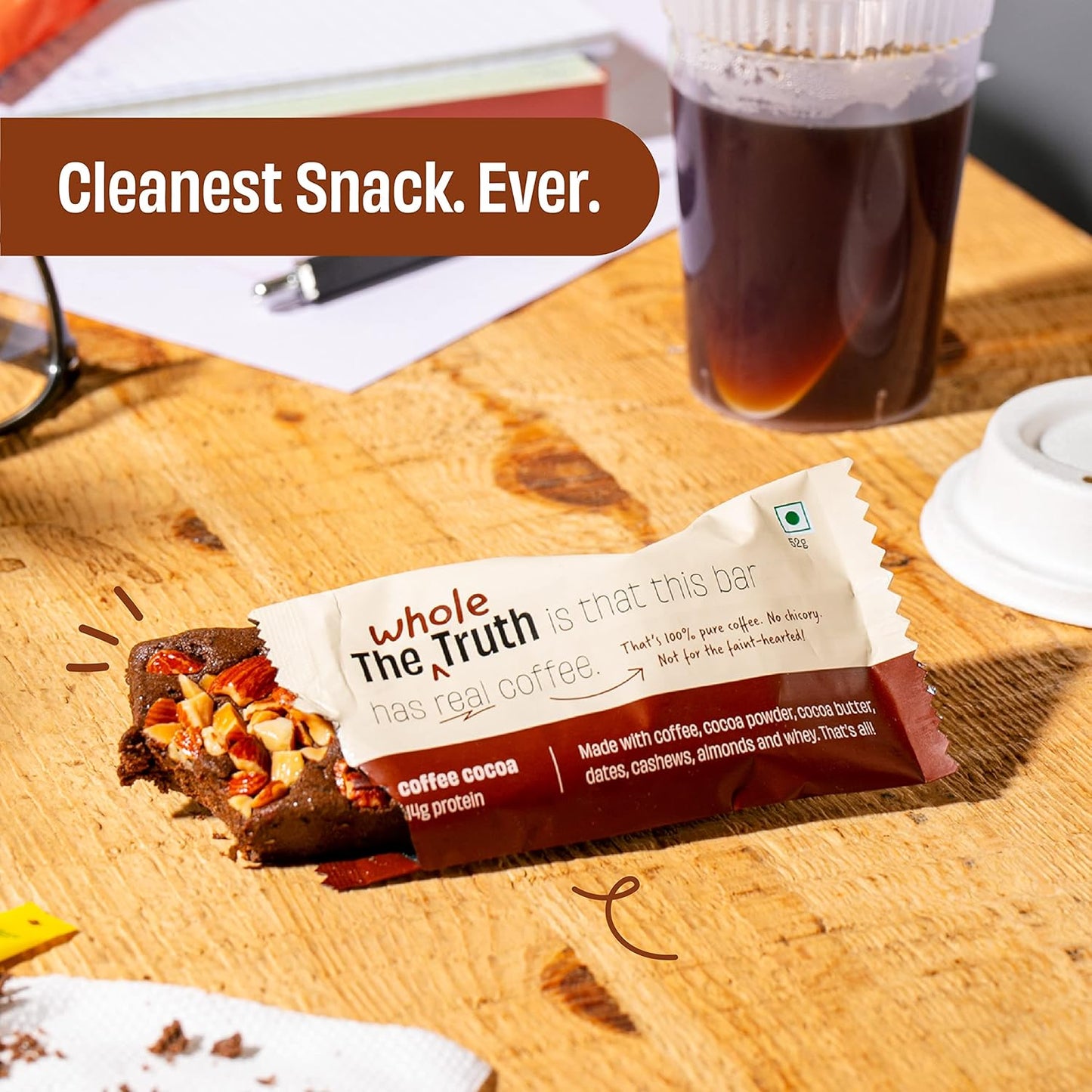 The Whole Truth - High Protein Coffee Cocoa 20g Protein Bar - The Whole Truth