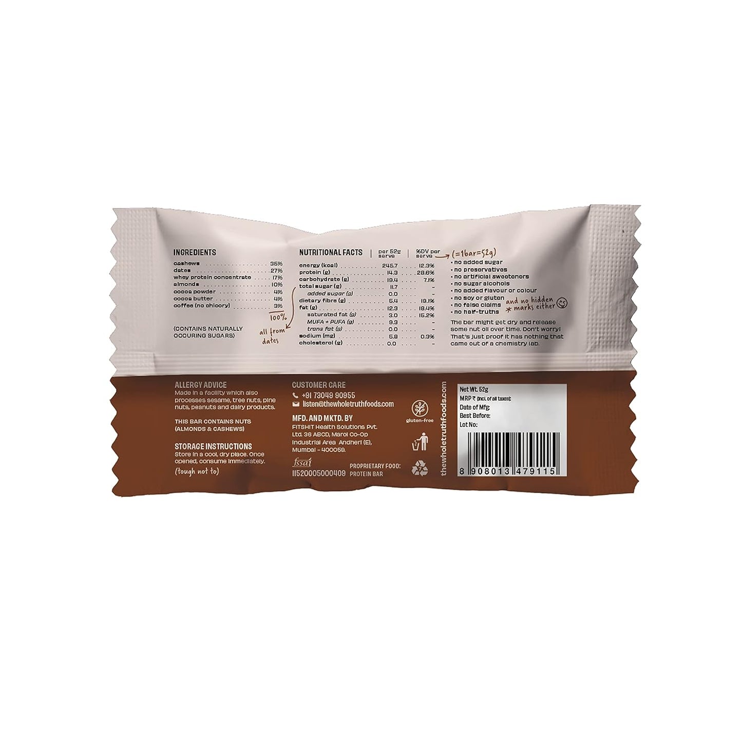 The Whole Truth - High Protein Coffee Cocoa 20g Protein Bar - The Whole Truth