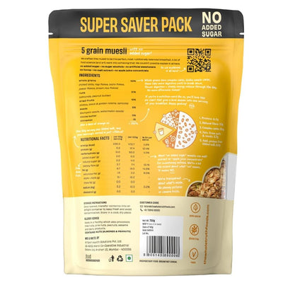 The Whole Truth - Muesli - 5 Grain Muesli - 750 grams - No Added Sugar - The Whole Truth