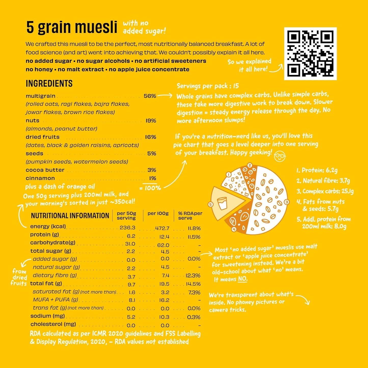 The Whole Truth - Muesli - 5 Grain Muesli - 750 grams - No Added Sugar - The Whole Truth