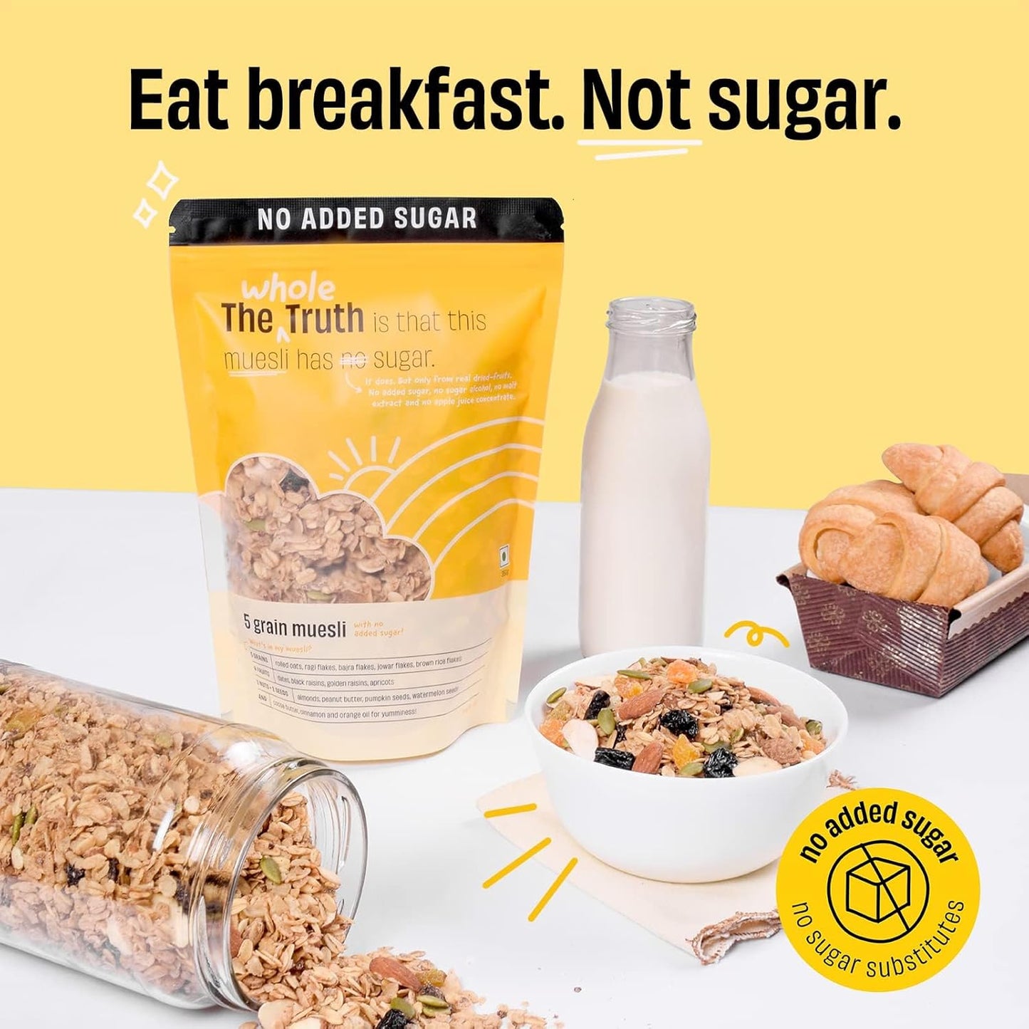 The Whole Truth - Muesli - 5 Grain Muesli - 750 grams - No Added Sugar - The Whole Truth