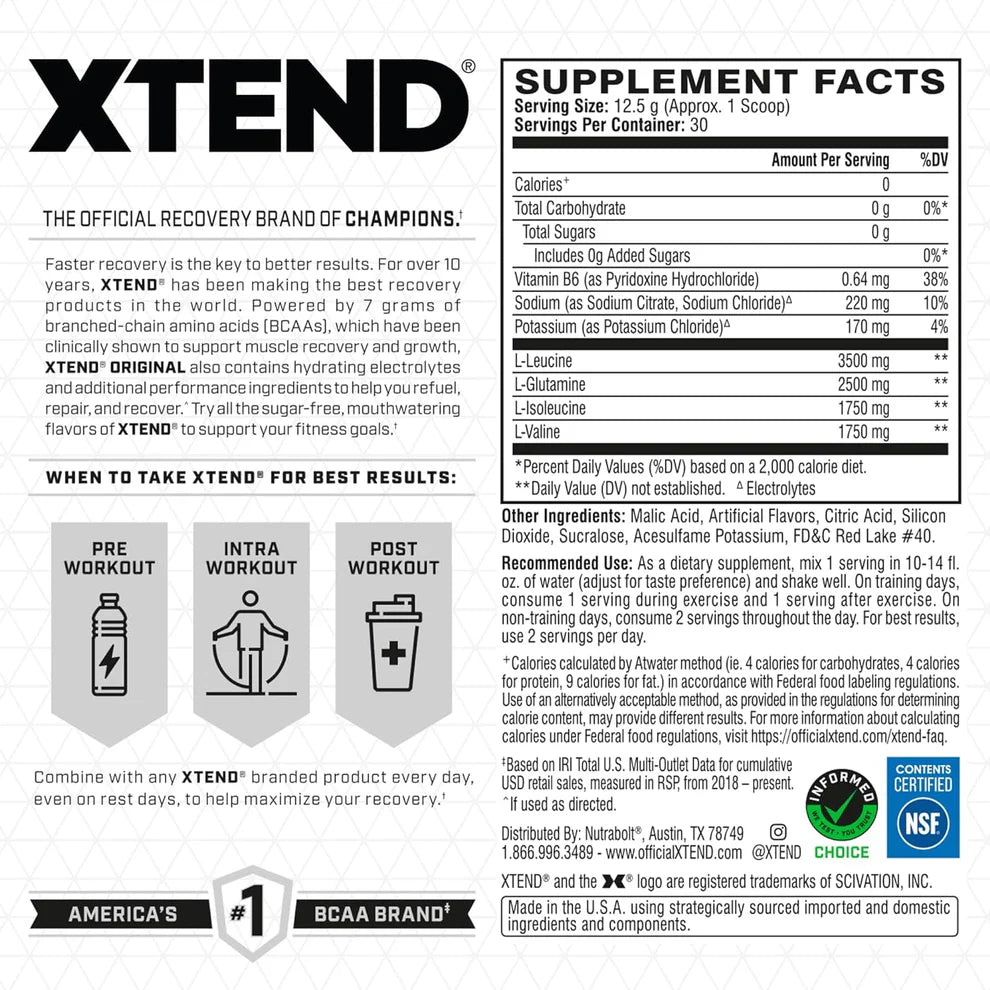 XTEND® Original BCAA Powder | 30 Servings | Imported - Scivation Xtend