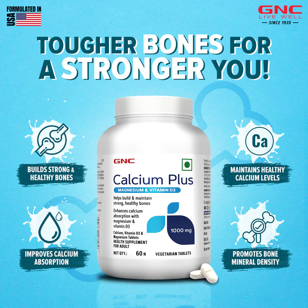 GNC Calcium Plus 1000mg with Magnesium and Vitamin D3, 60 Units