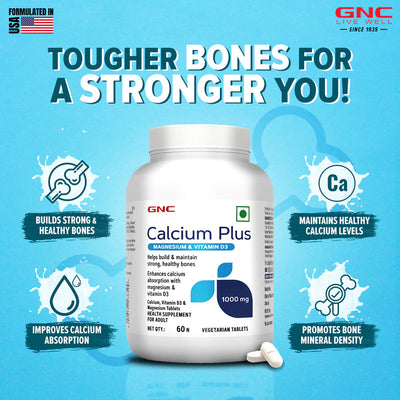 GNC Calcium Plus 1000mg with Magnesium and Vitamin D3, 60 Units