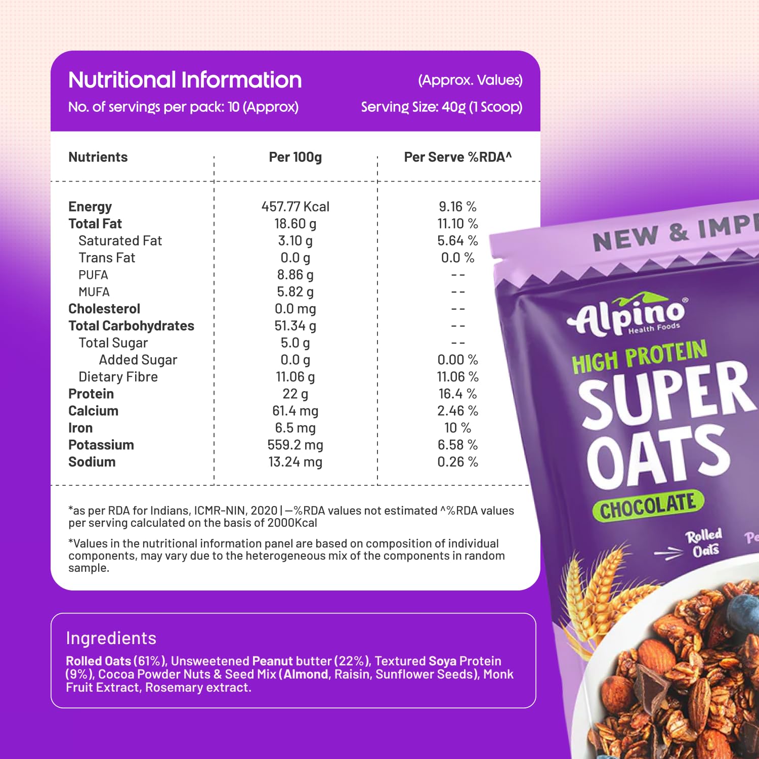 ALPINO High Protein Super Oats Chocolate 1kg - Alpino