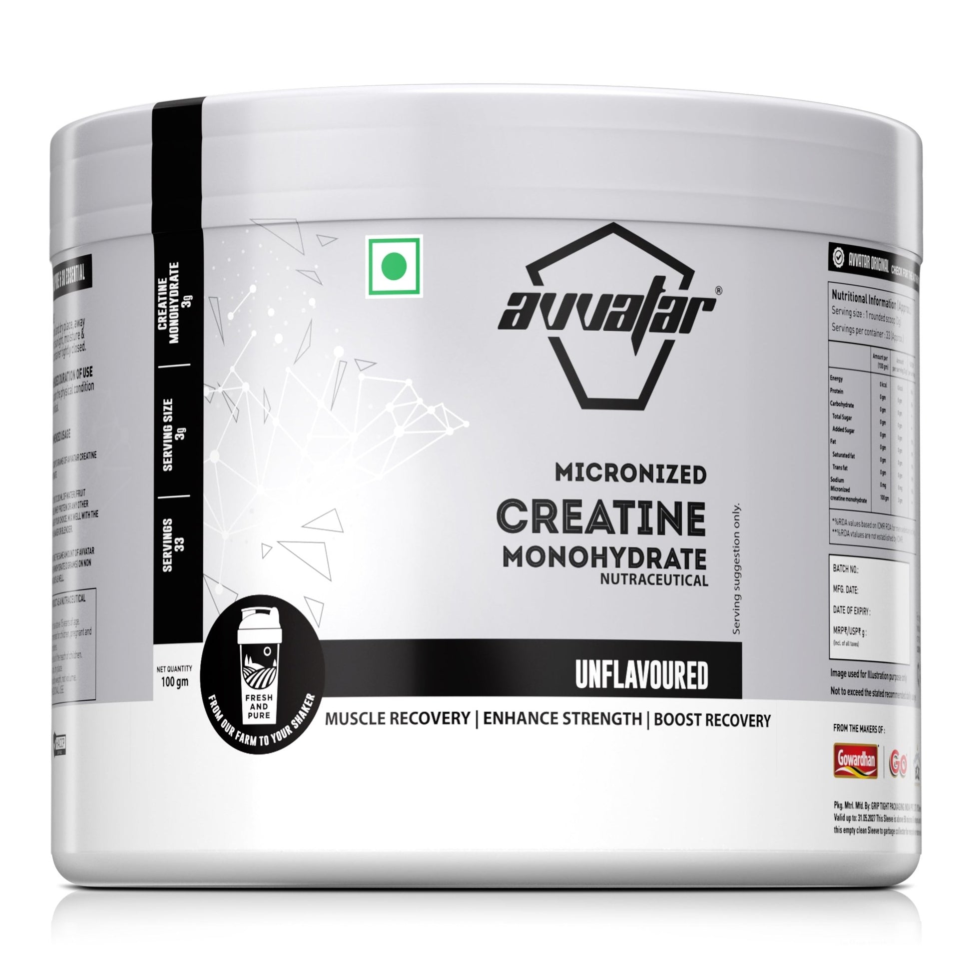 Avvatar Creatine Monohydrate | 100G - Avvatar