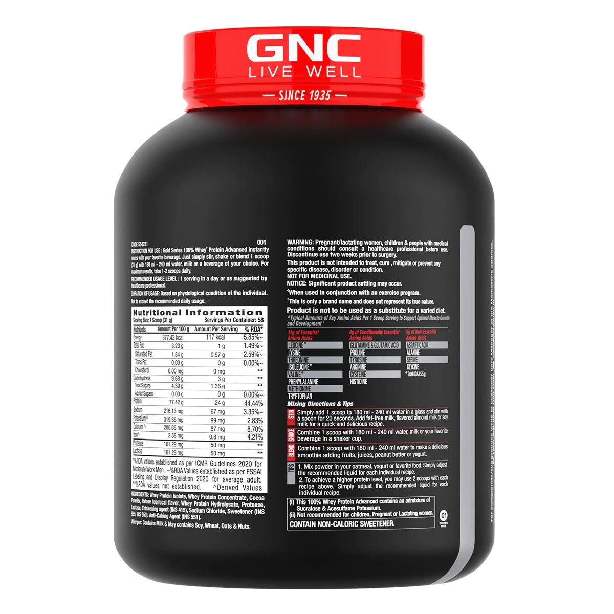 GNC AMP Gold Series 100% Whey Protein Advanced - GNC