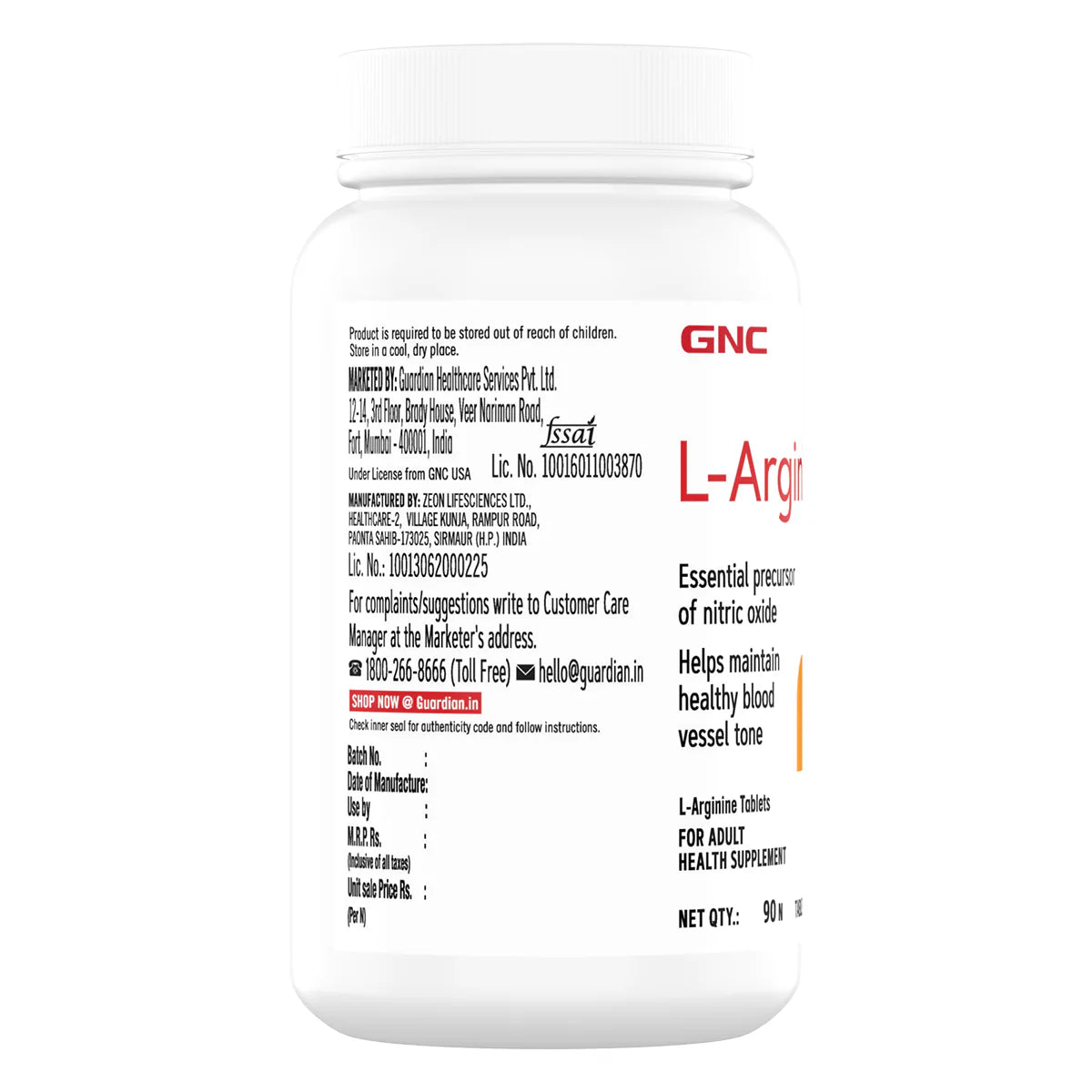 GNC L - Arginine 1000mg, 90 tablets - GNC