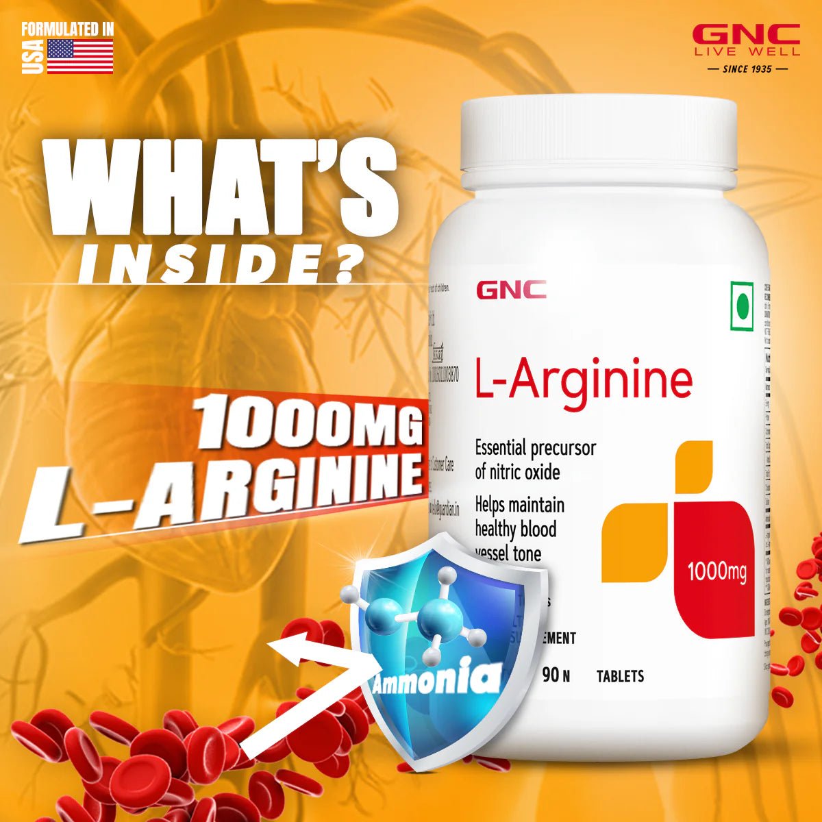 GNC L - Arginine 1000mg, 90 tablets - GNC