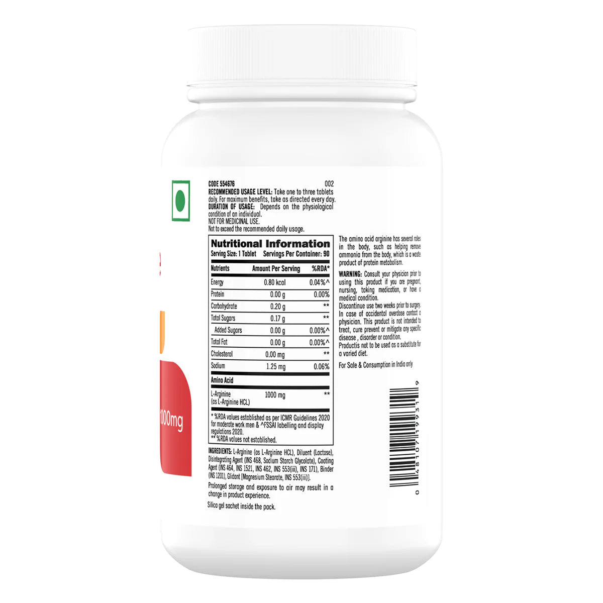 GNC L - Arginine 1000mg, 90 tablets - GNC