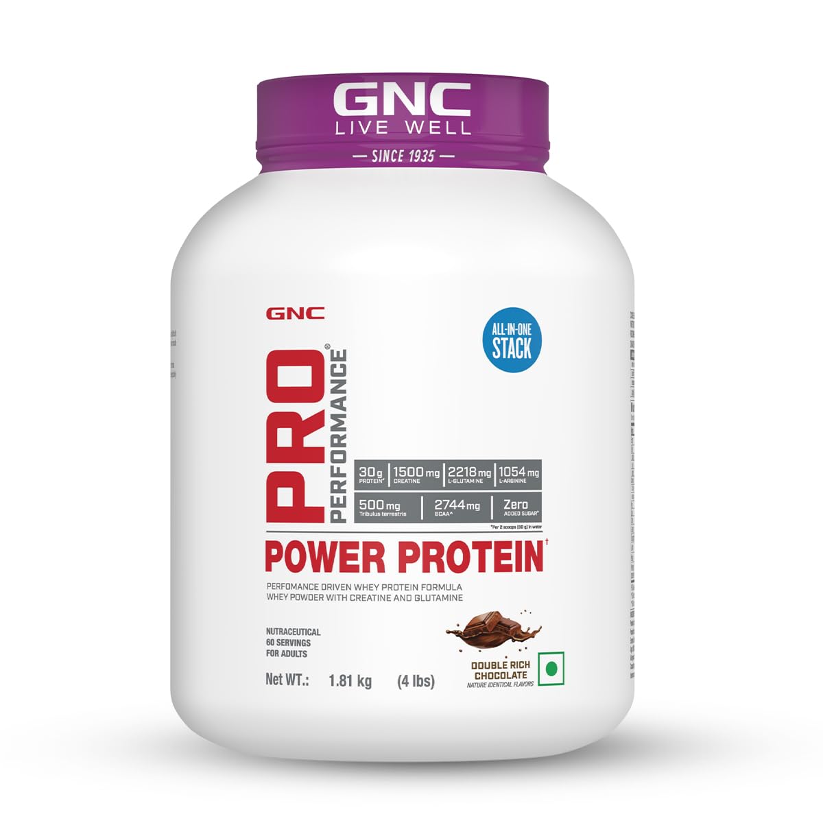 GNC Pro Performance Power Protein, 1.82 kg (4 lb), Double Rich Chocolate - GNC