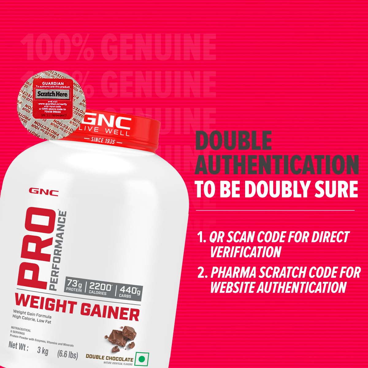 GNC Pro Performance Weight Gainer, 3 kg (6.6 lb), Double Chocolate - GNC