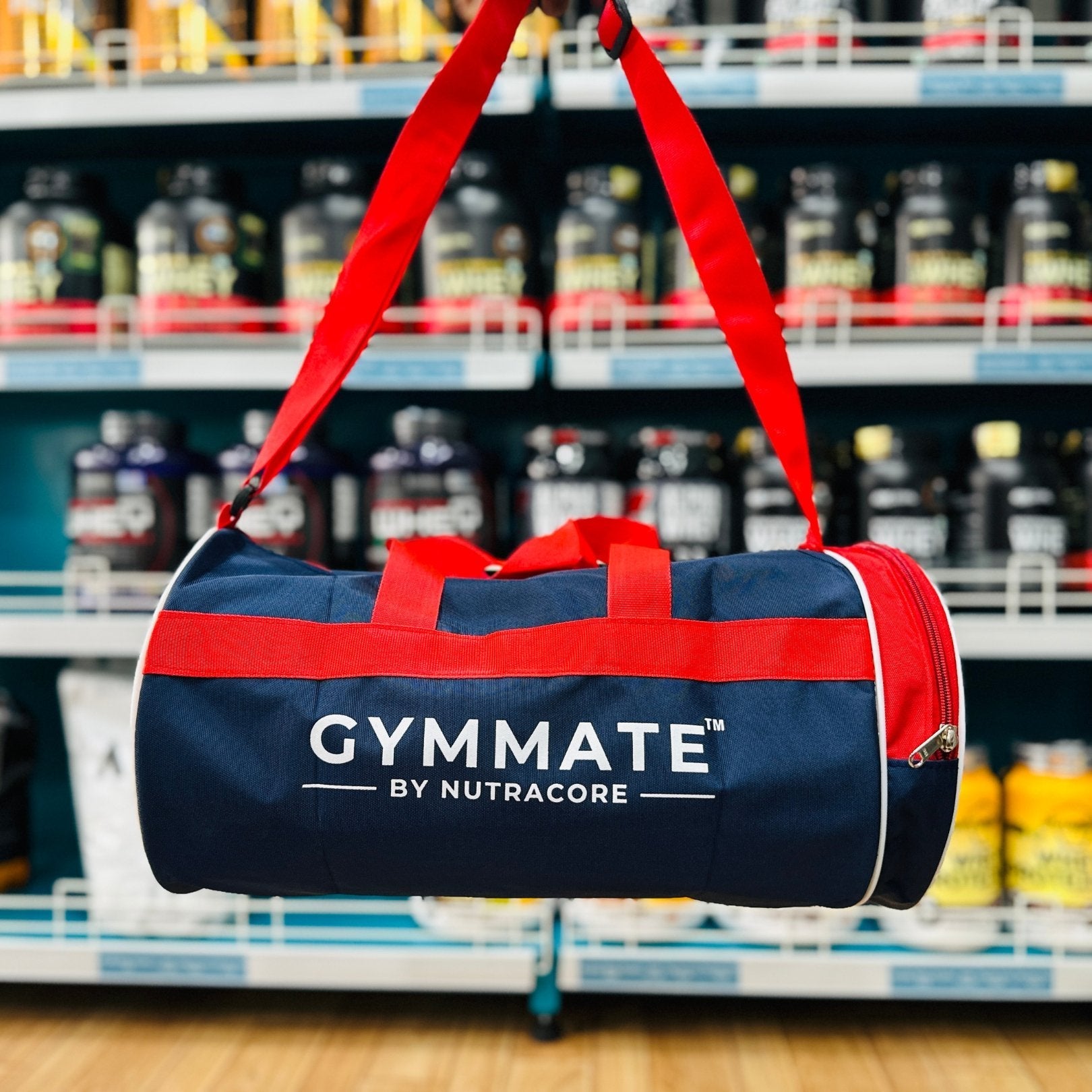 Gymmate Premium Polyester 25cm Gym Bag with Separate Compartment, Blue - GYMMATE