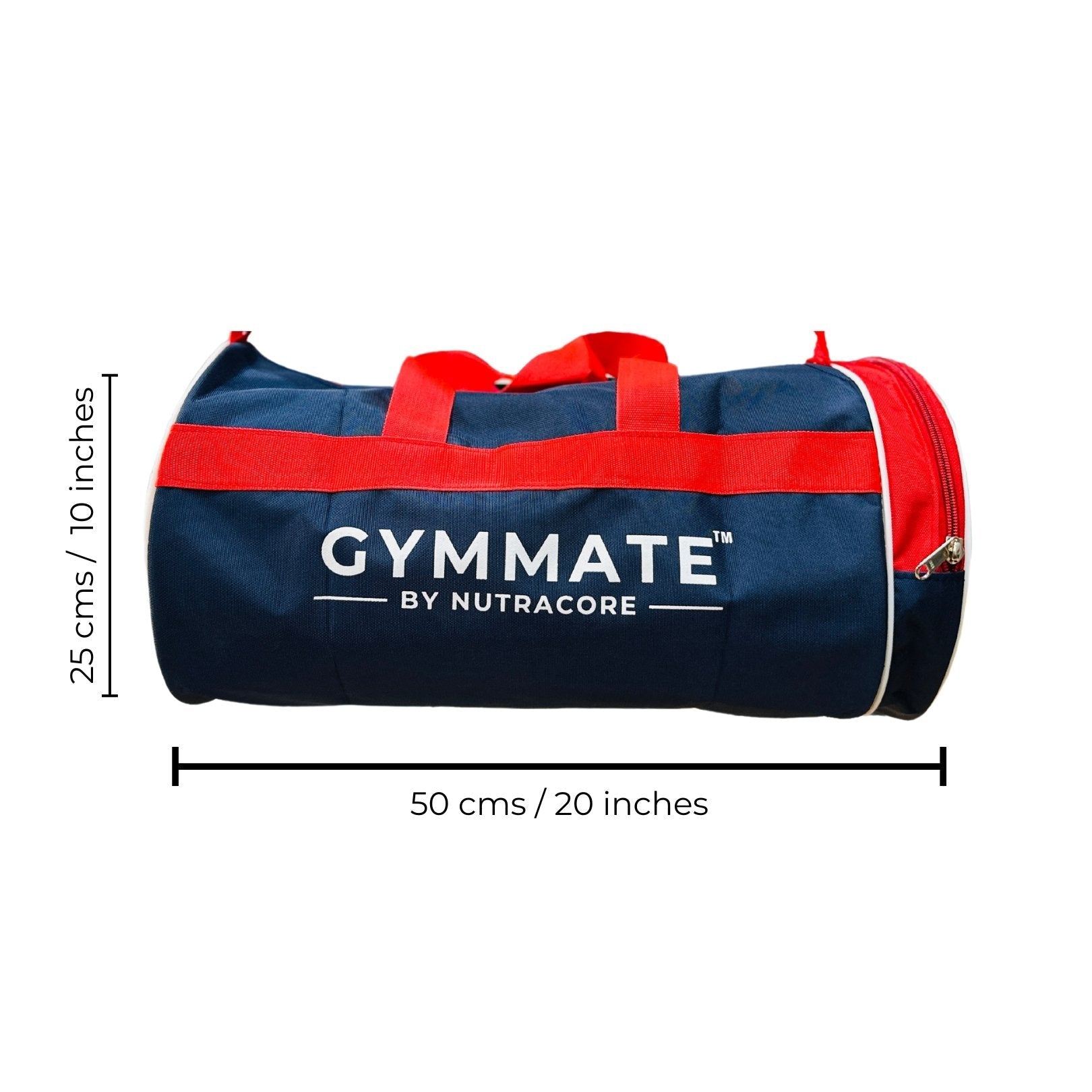 Gymmate Premium Polyester 25cm Gym Bag with Separate Compartment, Blue - GYMMATE