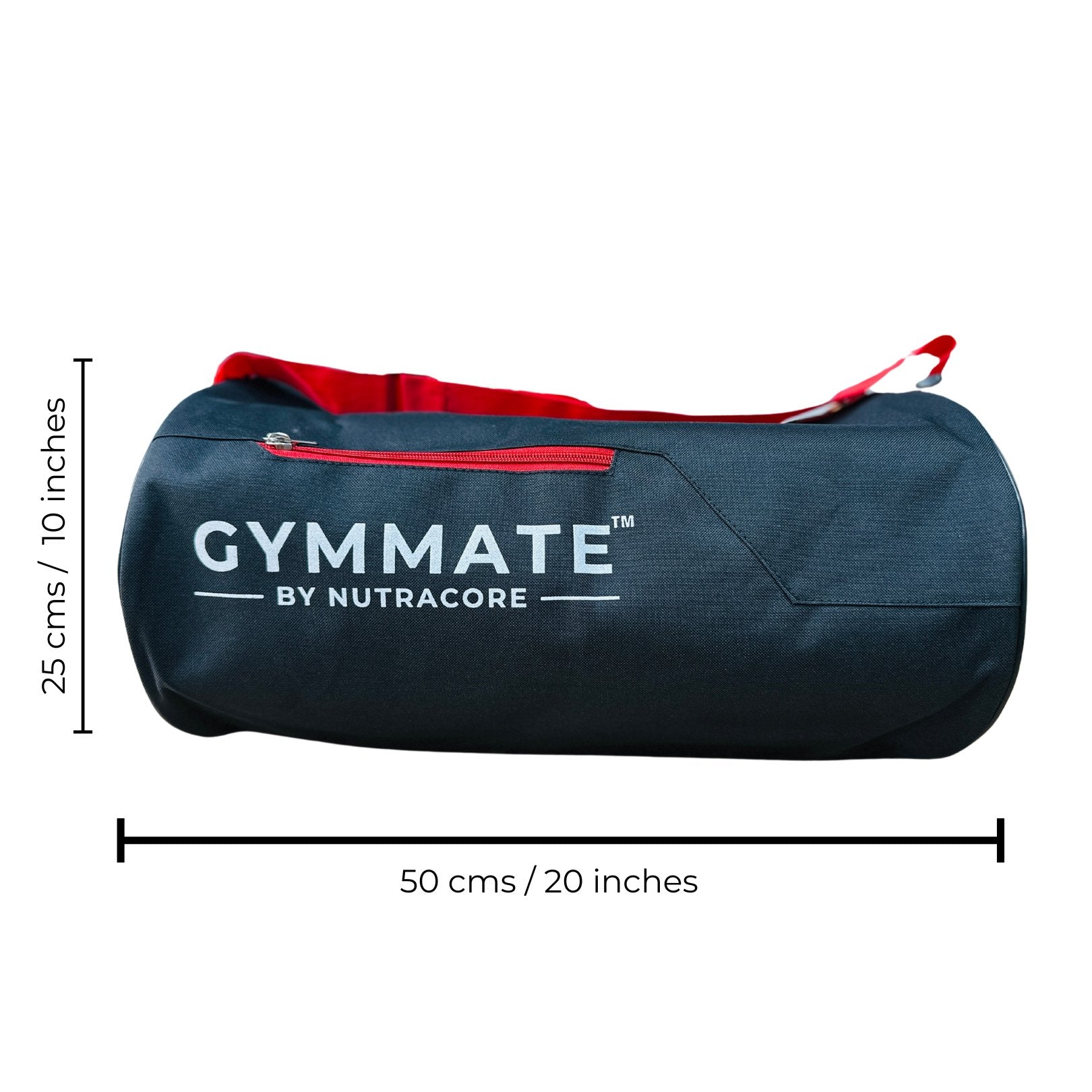 Gymmate Premium Polyester 48cm Gym Bag, Black - GYMMATE