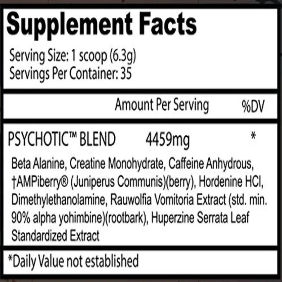 Insane Labz Psychotic Pre - Workout, 215gm, 35 Servings - Insane Labz