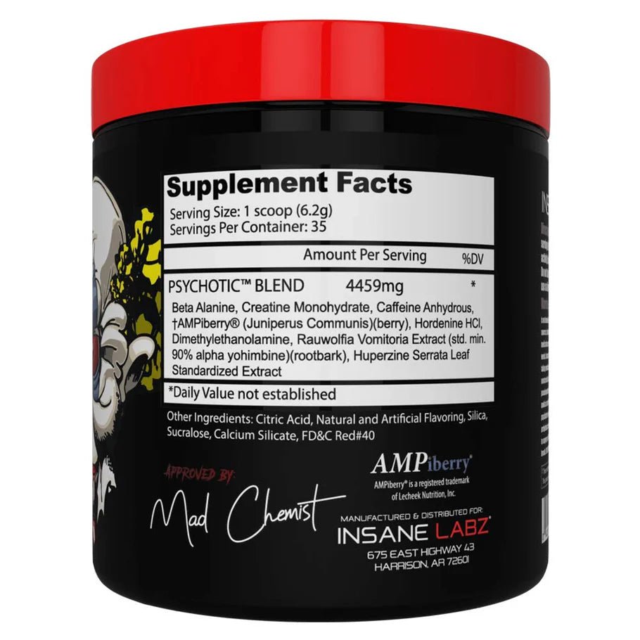 Insane Labz Psychotic Pre - Workout, 215gm, 35 Servings - Insane Labz