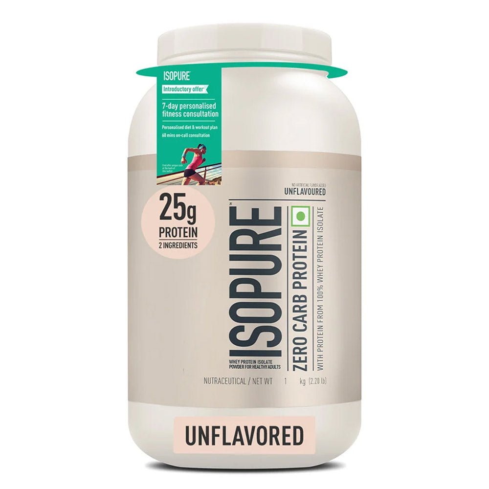 Isopure 100% Whey Protein Isolate, 1 kg (2.2 lb), Zero Carb - Unflavoured - Isopure