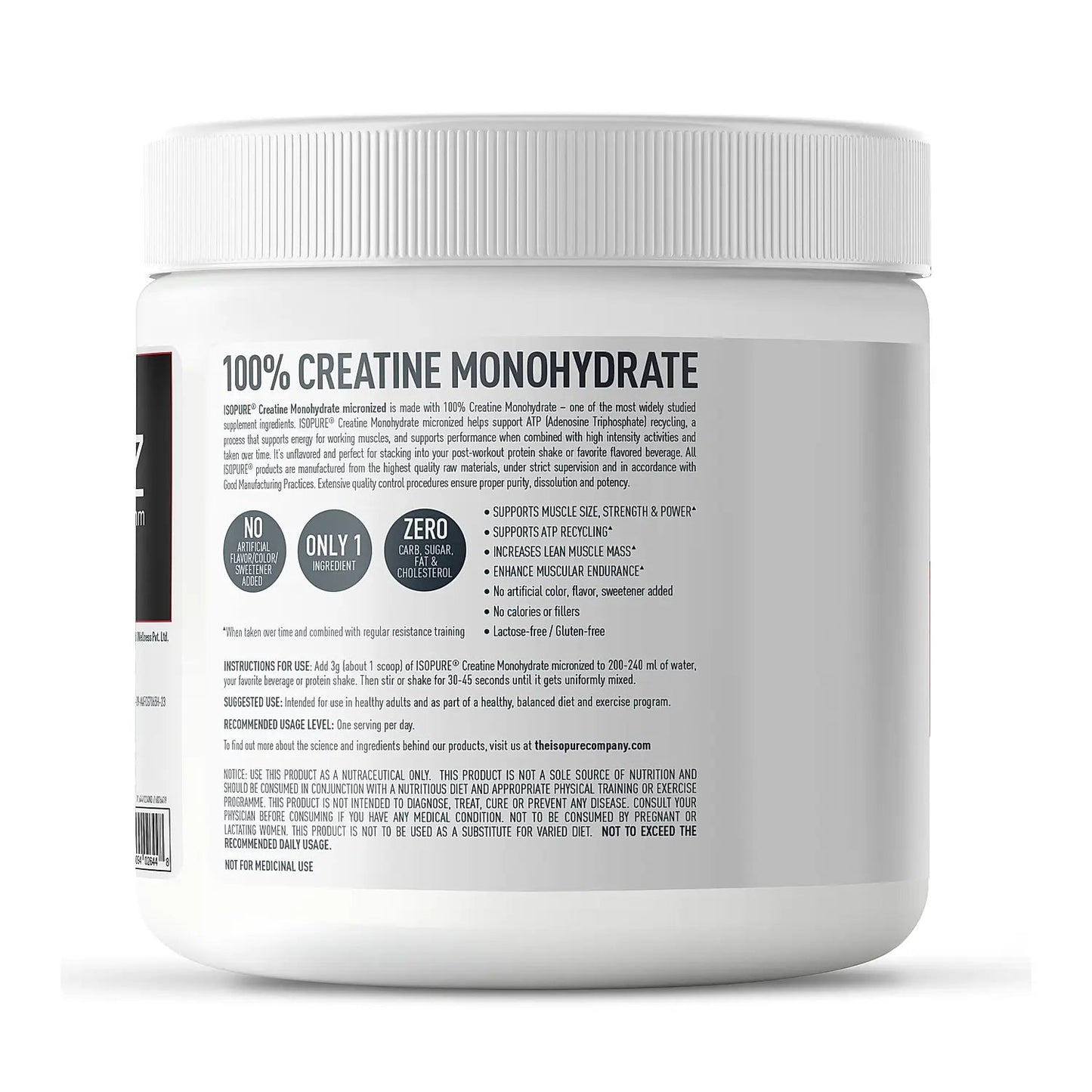 Isopure Creatine Monohydrate Micronized, 250g - 83 servings - Isopure