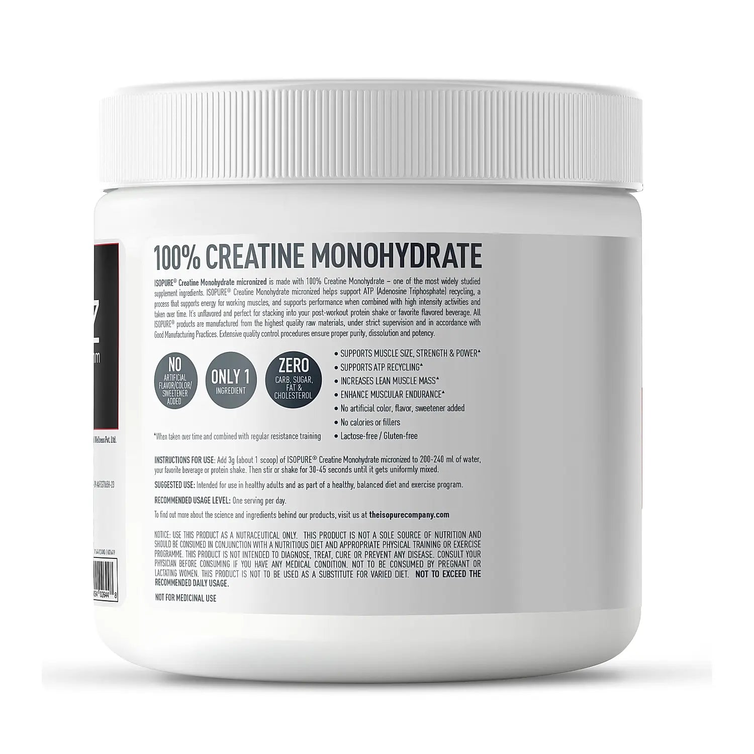 Isopure Creatine Monohydrate Micronized, 250g - 83 servings - Isopure