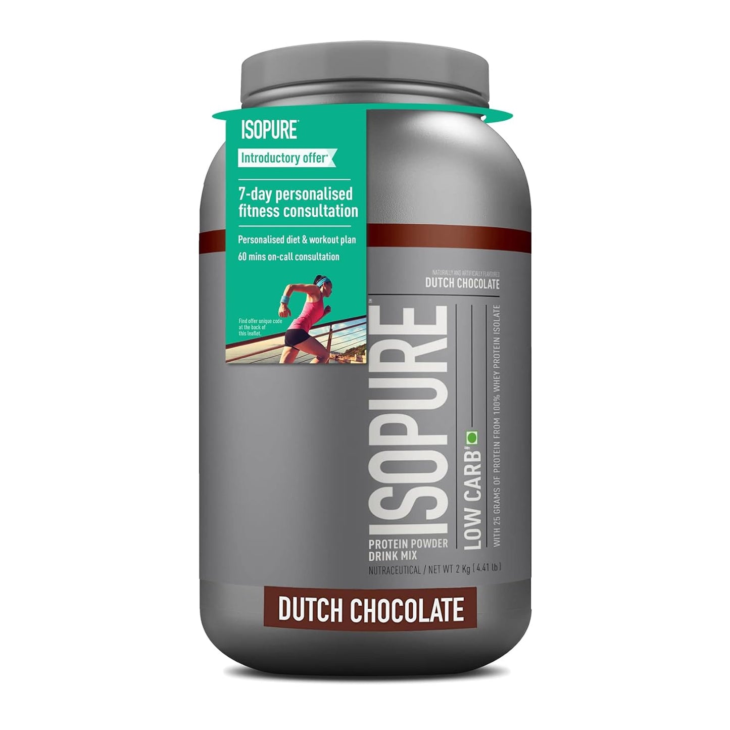 Isopure Low Carb Whey Protein Isolate Powder 4.4 lbs, 2 kg, Dutch Chocolate - NutraCore