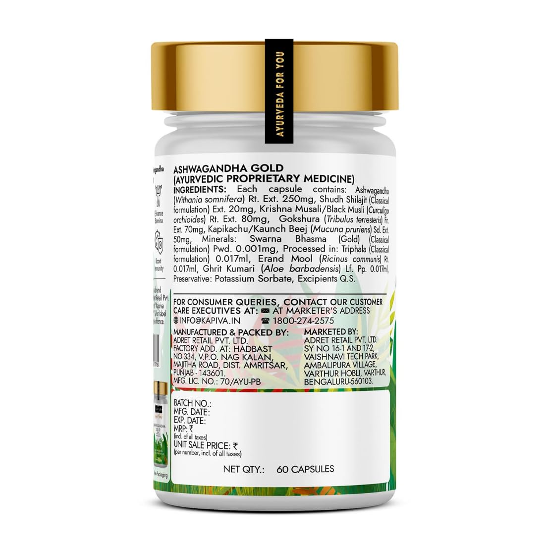 Kapiva Ashwagandha Gold, 60 capsules - Kapiva